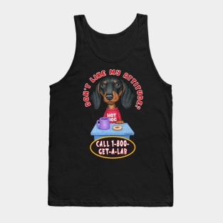 funny cute awesome doxie Black Dachshund sitting at Table Tank Top